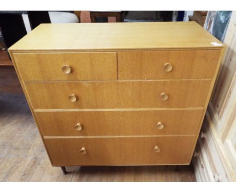 A mid 20th century chest, of two graduated drawers, 102 cm wide, a B R Gelsted of Denmark nest of teak occasional tables, a s