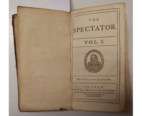 The Spectator, The Twelfth Edition, eight volumes, J and R Tonson London 1739 (8)