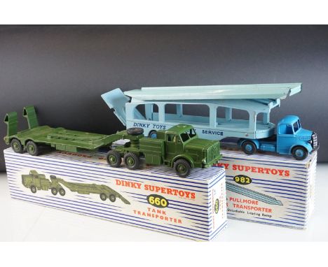 Two boxed Dinky Supertoys Car Transporters to include 660 Tank Transporter (diecast vg) and 982 Pullmore Car Transporter with