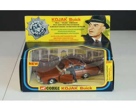 Boxed Corgi 290 Kojak Buick diecast model set complete with figure and inner display, near mint with excellent box showing so