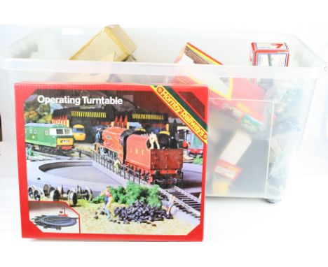 Large quantity of OO gauge model railway to include boxed Hornby R410 Operating Turntable, boxed Hornby R191 Coaling Stage, b