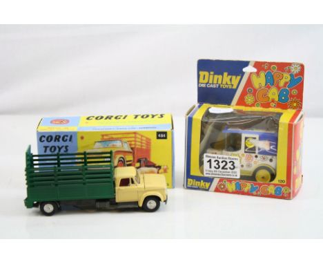 Boxed Dinky 120 Happy Cab diecast model, diecast and decals vg, box with some slight fading and box window squash and a Corgi