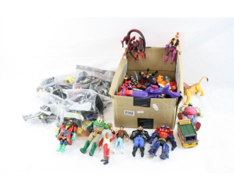 Large collection of playworn circa 80's &amp; 90's action figures to include Mattel Masters Of The Universe He Man, Kenner Th