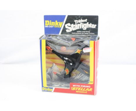 Boxed Dinky 362 Trident Starfighter with Stellar Missile diecast model complete and in near mint / possibly unremoved from bo