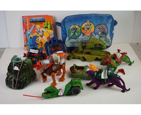 10 x playworn Mattel He-Man Masters of the Universe vehicles and mounts to include Battle Cat with armour (damage to armour),