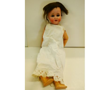 Simon &amp; Halbig bisque headed doll marked 1909 3 Germany, sleeping glass eyes, no teeth, loose hair, damage to fingers, co