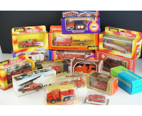 Collection of 16 boxed diecast fire service vehicles, to include Solido, Siku, Eligor, Brumm etc, gen gd 