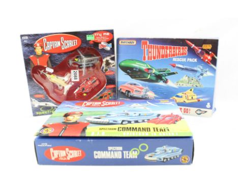 Three boxed TV related vehicle sets to include Matchbox Thunderbirds Rescue Pack, Vivid Imaginations Captain Scarlet Spectrum