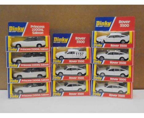 Ex Shop Stock - 11 Boxed Dinky diecast models to include 7 x 180 Rover 3500 in white and 4 x 123 Princess 2200HL Saloon 