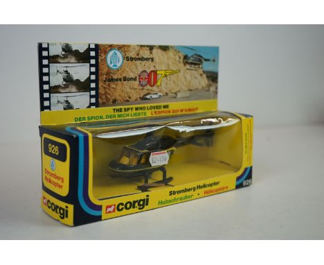 Boxed Corgi 926 James Bond 007 Stromberg Helicopter diecast model from The Spy Who Loved Me, diecast and box near mint 
