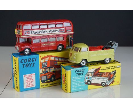 Two boxed Corgi diecast models to include 490 Volkswagen Breakdown Truck (diecast gd with some paint chips and crack to one s