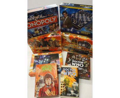 Five Doctor Who related board games to include The Electronic Board Game, Monopoly, DVD Board Game, The Game of Time &amp; Sp