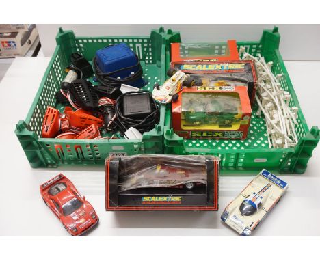 Four boxed Scalextric stock cars to include 83450 Ferrari F40, C228 Qudos Car, 83660 Porsche 959 and C559 Porche 962 Red. Plu