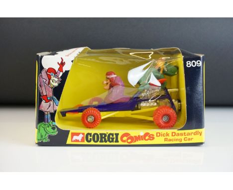 Boxed Corgi Comics 809 Dick Dastardly Racing Car with Muttley diecast model, complete and excellent with some box window squa