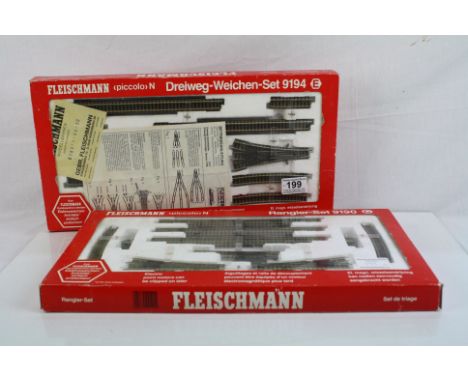 Two boxed Fleischmann N gauge Piccolo track packs to include 9190 &amp; 9194 