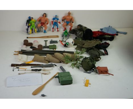 Four playworn Mattel Marvel Secret Wars action figures to include Captain America, Doctor Doom, Doctor Octopus and Krang, plu