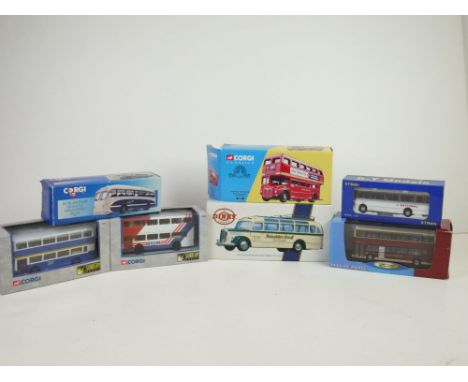 Seven boxed diecast models to include 4 x Corgi (97803, 35001, 91842, 97172), 1 x Matchbox Dinky ltd edn 1950 Mercedes Benz D