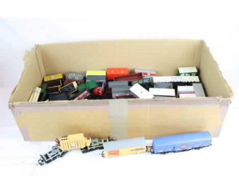 50 OO gauge items of rolling stock to include Wrenn, Triang, Grafar, Lima, Hornby, featuring trucks, wagons, flatbeds etc 
