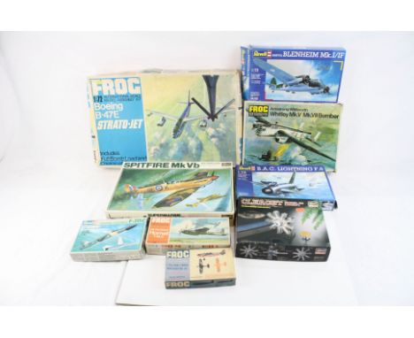 Nine plastic models kits to include 3 x Revell featuring 1:144 scale General Dynamics F-111C, 2 x 1:72 scale 04102 Bristol Bl
