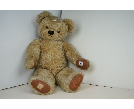 Mid 20th C Chad Valley Teddy Bear, straw filled, with working growler, faded tag to right foot, gd overall, 30" approx 