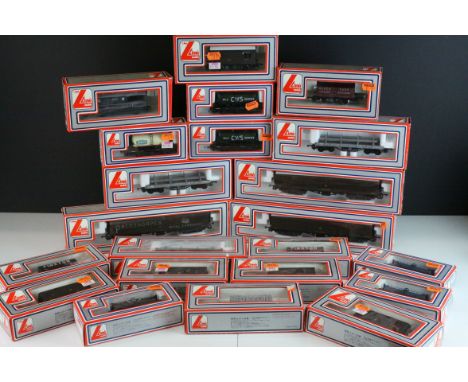 21 Boxed Lima OO gauge items of rolling stock to include wagons, trucks and coaches 