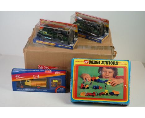 Boxed Corgi Juniors diecast Road Construction Gift Set E3024, Siku Coca Cola Truck 2860, Funtastic Action Hovercraft x2, toge