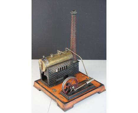 C Doll Stationary Steam Engine with boiler, used but good condition, faded base, base 10" x 9" 