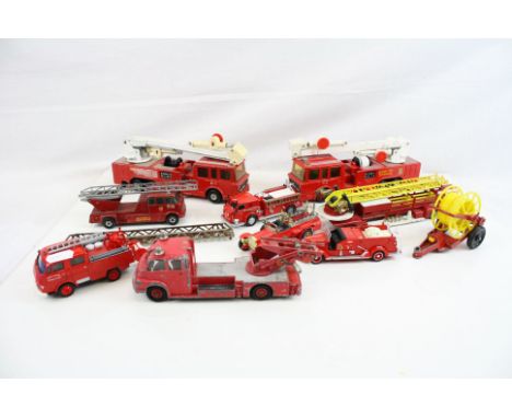 10 Diecast fire engine models to include Matchbox, Del prado, Dinky, Lone Star &amp; Corgi, some play wear in places but good