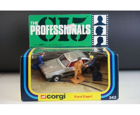Boxed Corgi 342 The Professionals Ford Capri diecast model complete with 3 x figures, diecast and figures appearing near mint