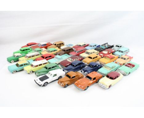 35 Original diecast models to include Dinky and Corgi, some play wear and some repainting. to include Corgi Batmobile with Ba