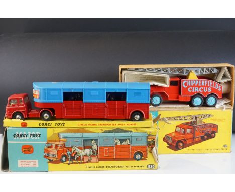 Two boxed Corgi Major Chipperfield Circus diecast models to include 1121 Crane Truck and 1130 Circus Horse Transporter with h
