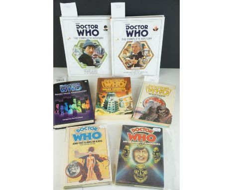 Seven Doctor Who hardback books to include Short Trip: Companions, Dalek Omnibus, The Claws of Axos (ex-library), The Masque 