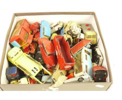 Collection of mid 20th C play worn diecast models to include Corgi, Dinky and Matchbox Lesney 