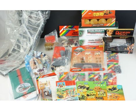 Selection of Britains plastic farm animals and accessories, carded and loose, together with boxed Atlas Editions  Eddie Stoba