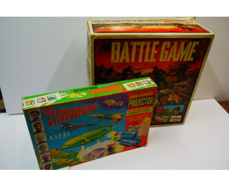 Boxed Tri-ang The Battle Game and boxed Chad Valley Give-A-Show Thunderbirds Projector 