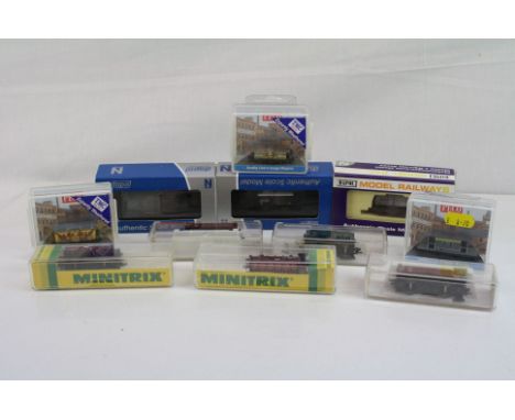 11 Cased / boxed N gauge items of rolling stock to include Dapol, Peco, Fleischmann and Minitrix 