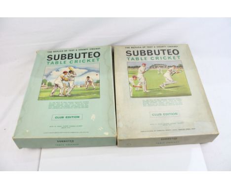 Subbuteo - Two boxed Cricket Club Edition sets, both appear near complete with minor damage, together with a few extra access