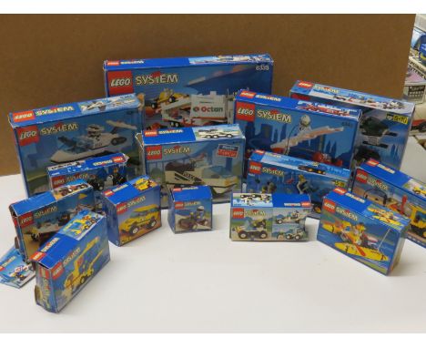 14 x Boxed Lego sets to include 1760 Go Kart, 6328 Helicopter Transport, 6335 Indy Transport, 6340 Hook and Ladder, 6344 Jet 