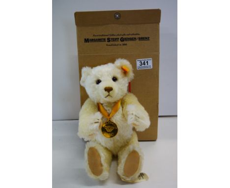 Boxed Steiff 654701 Mohair Teddy Bear 32 Millennium with original tag, vg 