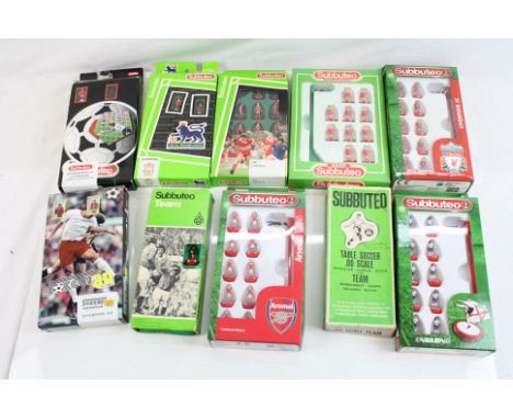 Subbuteo - Ten boxed teams, 1970s onwards, mostly complete, to include Liverpool x 8, Arsenal &amp; England 