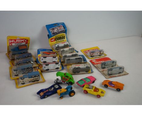 Selection of 16 carded diecast models to include Corgi Juniors #14 Guy Warrior Tanker x5, Corgi Juniors Whizzwheels #56 Ford 