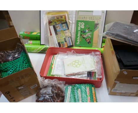 Subbuteo - large collection of mostly unboxed accessories, to include scoreboards, perimeter fencing &amp; 3 x rolled astropi