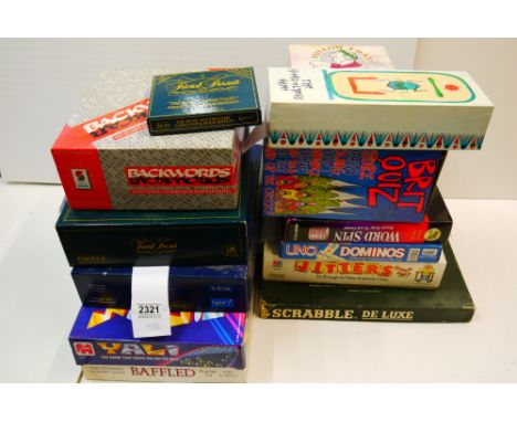 13 Board games to include Scrabble Deluxe, Uno Dominis, Brit Quiz, Yali, Trivial Pursuit, Trivial Pursuit Family Pop &amp; Ro