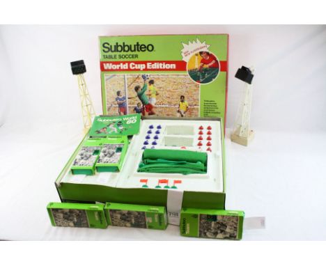 Boxed Subbuteo World Cup edition, appearing complete but unchecked. Plus five Subbuteo Teams to include West Germany, #67 Arg