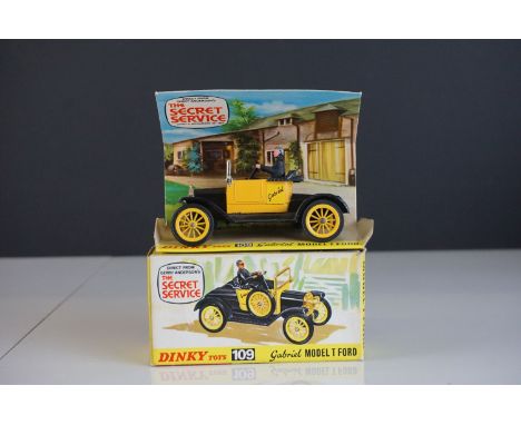 Boxed Dinky 109 Gerry Anderson's The Secret Service Gabriel Model T Ford diecast model, vg with a few paint chips, with figur
