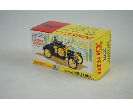 Boxed Dinky 109 Gerry Anderson's The Secret Service Gabriel Model T Ford diecast model in black and yellow, diecast near mint