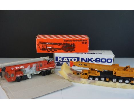 Two boxed 1/50 diecast construction models to include Kato NK800 Fully Hydraulic Truck Crane and NZG 193 O&amp;K Telescopic T