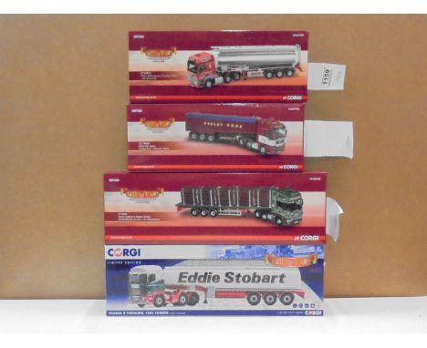 Four boxed 1:50 Corgi Hauliers of Renown diecast  to include (CC13432), Foden Alpha General Purpose Tanker (CC13913), Scania 