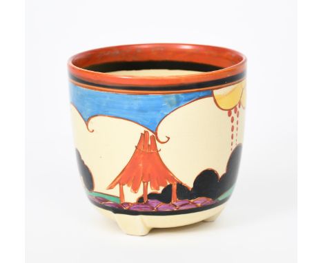 'Summerhouse' a Clarice Cliff Fantasque Bizarre Dover fern pot, painted in colours, printed and painted factory marks, faint 