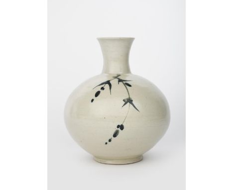 ‡ William 'Bill' Marshall (1923-2007) a fine porcelain vase dated 2004, ovoid with flaring cylindrical neck, covered in a pal